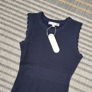 Flat White from Anthropologie Navy Sleeveless Crochet Dress